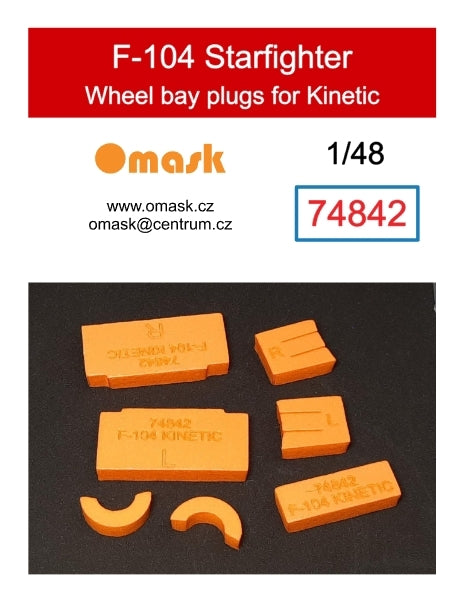Bouchons de puits de train d'atterrissage pour F-104 Starfighter Omask 74842 (pour Kinetic) 1/48