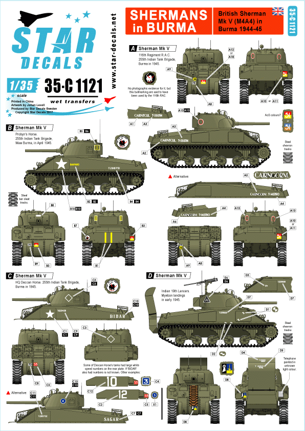 Star Decals 35-C1121 Sherman en Birmanie 1/35