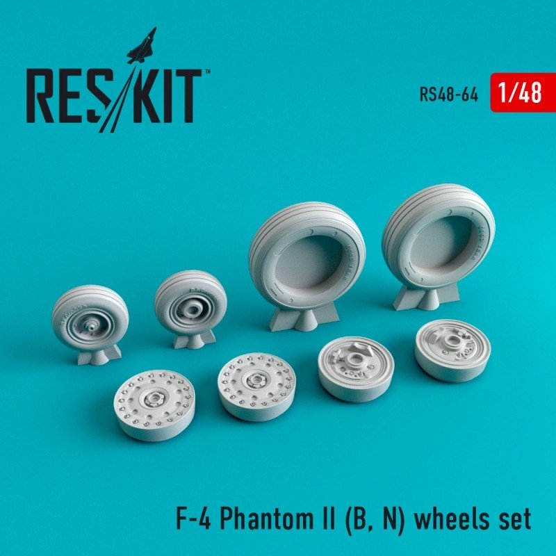 RESKIT RS48-0064 Jeu de roues F-4 Phantom II (B, N) 1/48