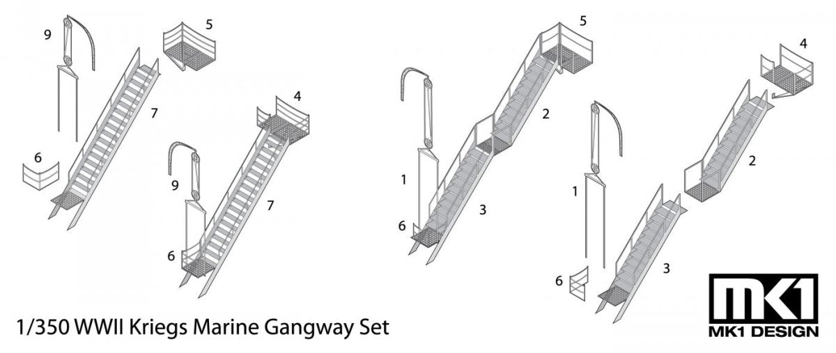 Ensemble de passerelle allemande MK1 Design MS-35017 1/350 – image 2