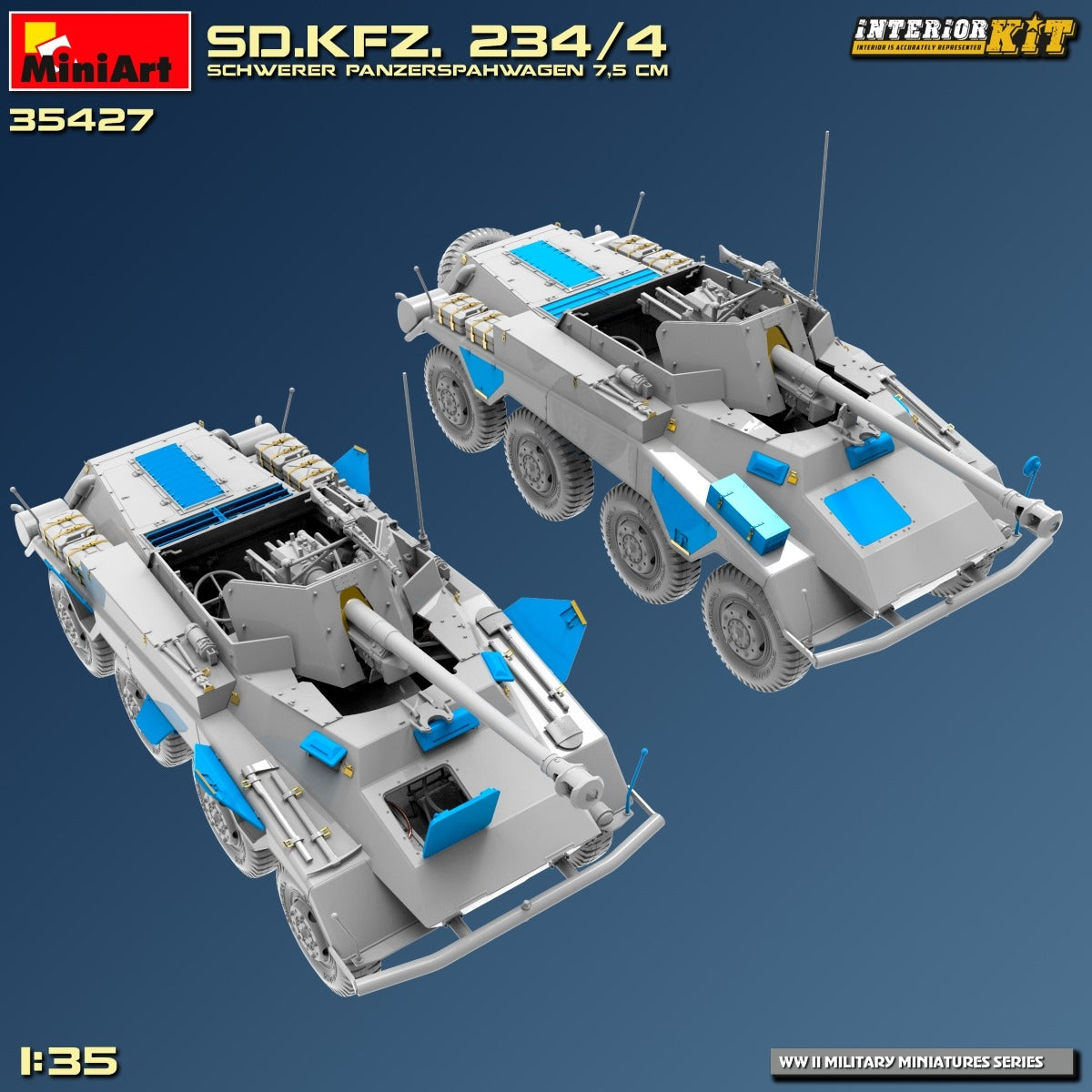 MiniArt 35427 Sd.Kfz. 234/4 SCHWERER PANZERSPÄHWAGEN 7,5 cm. KIT INTÉRIEUR 1/35 – image 16