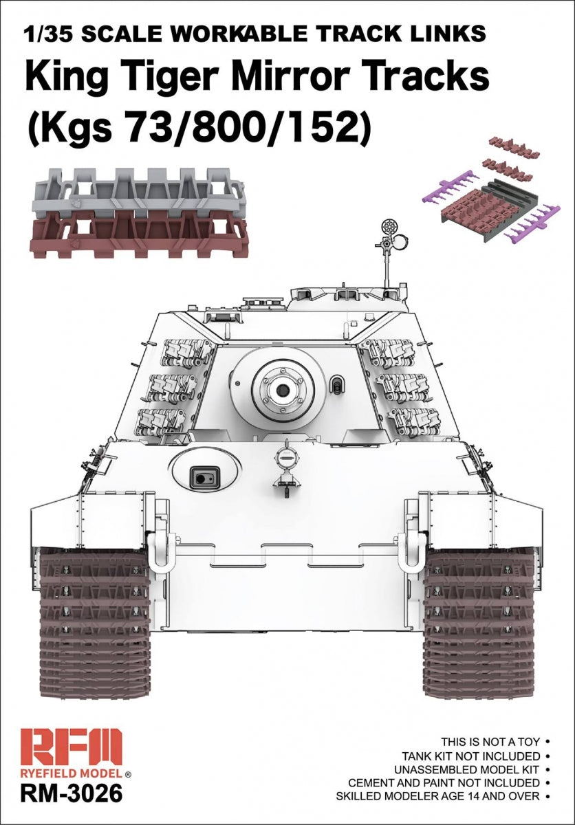 Rye Field Modèle 3026 Chenilles à miroir King Tiger 1/35