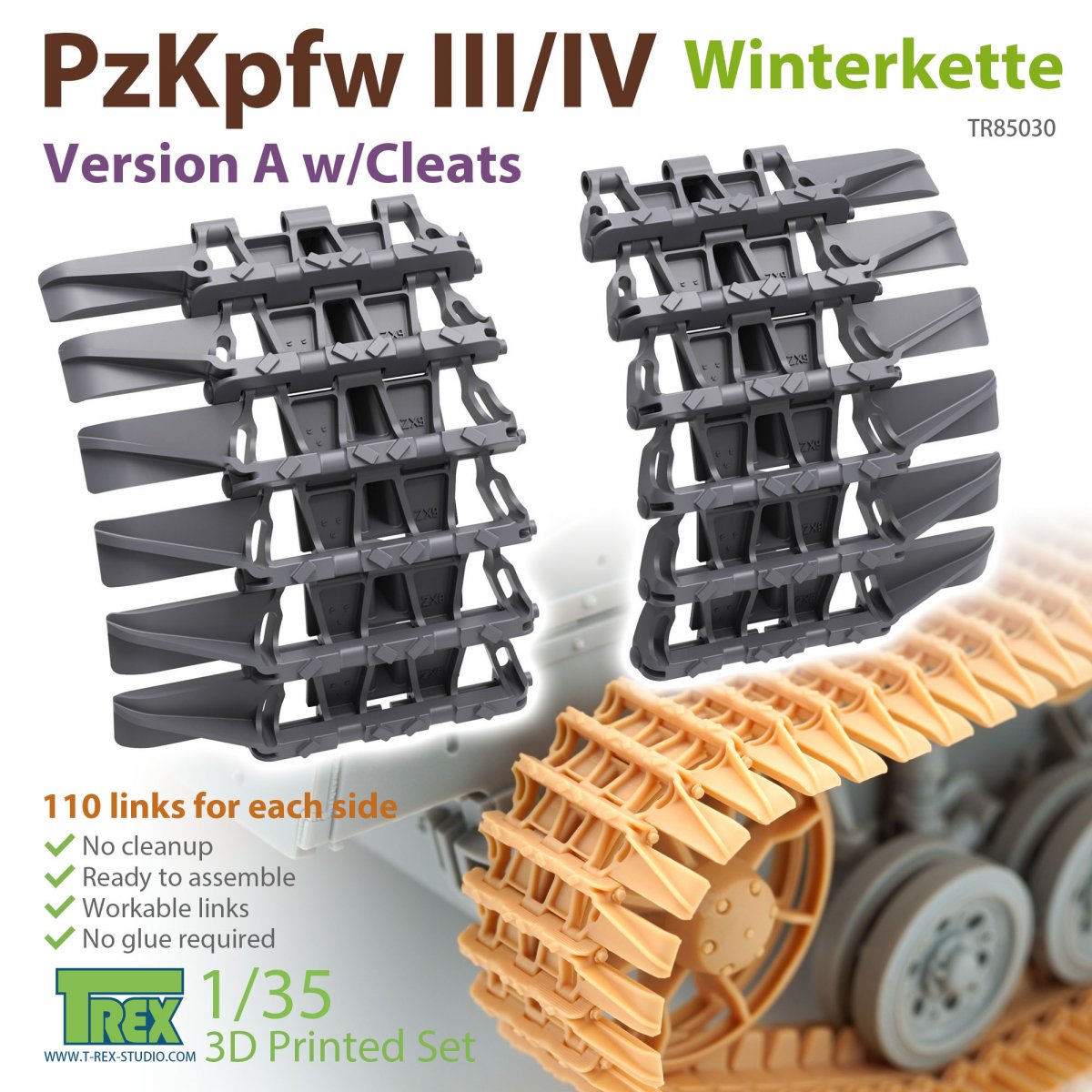 T-Rex Studio TR85030 PzKpfw III/IV Winterkette Version A avec crampons 1/35