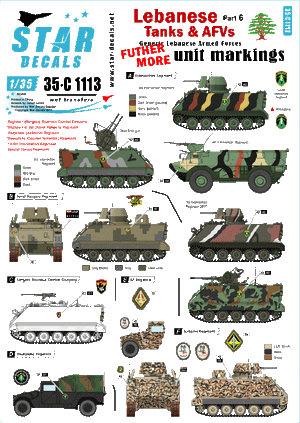 Star Decals 35-C1113 Chars et véhicules blindés libanais 6 1/35