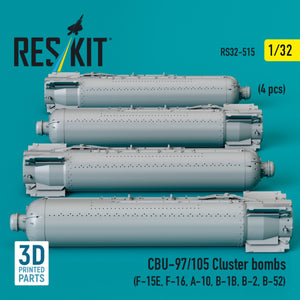 RESKIT RS32-0515 Bombes à fragmentation CBU-97/105 (4 pièces) (Impression 3D) 1/32 – immagine 2