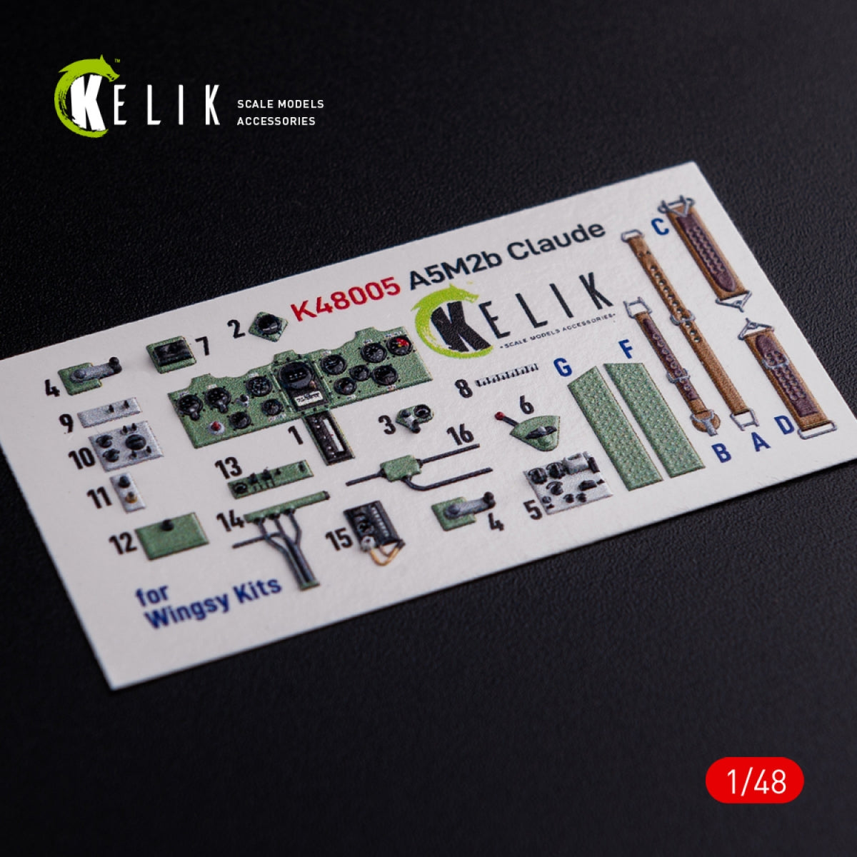 Décalcomanies 3D intérieures KELIK K48005 A5M2B Claude pour maquette WingsyKits au 1/48