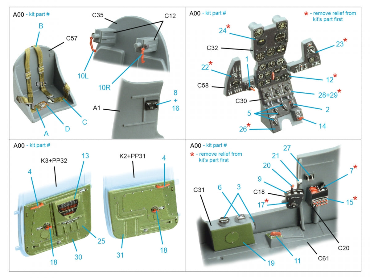 Intérieur du P-39N/Q Airacobra de Quinta Studio QD32225, imprimé en 3D et en couleur sur papier décalcomanie (Special Hobby), échelle 1/32 – image 2