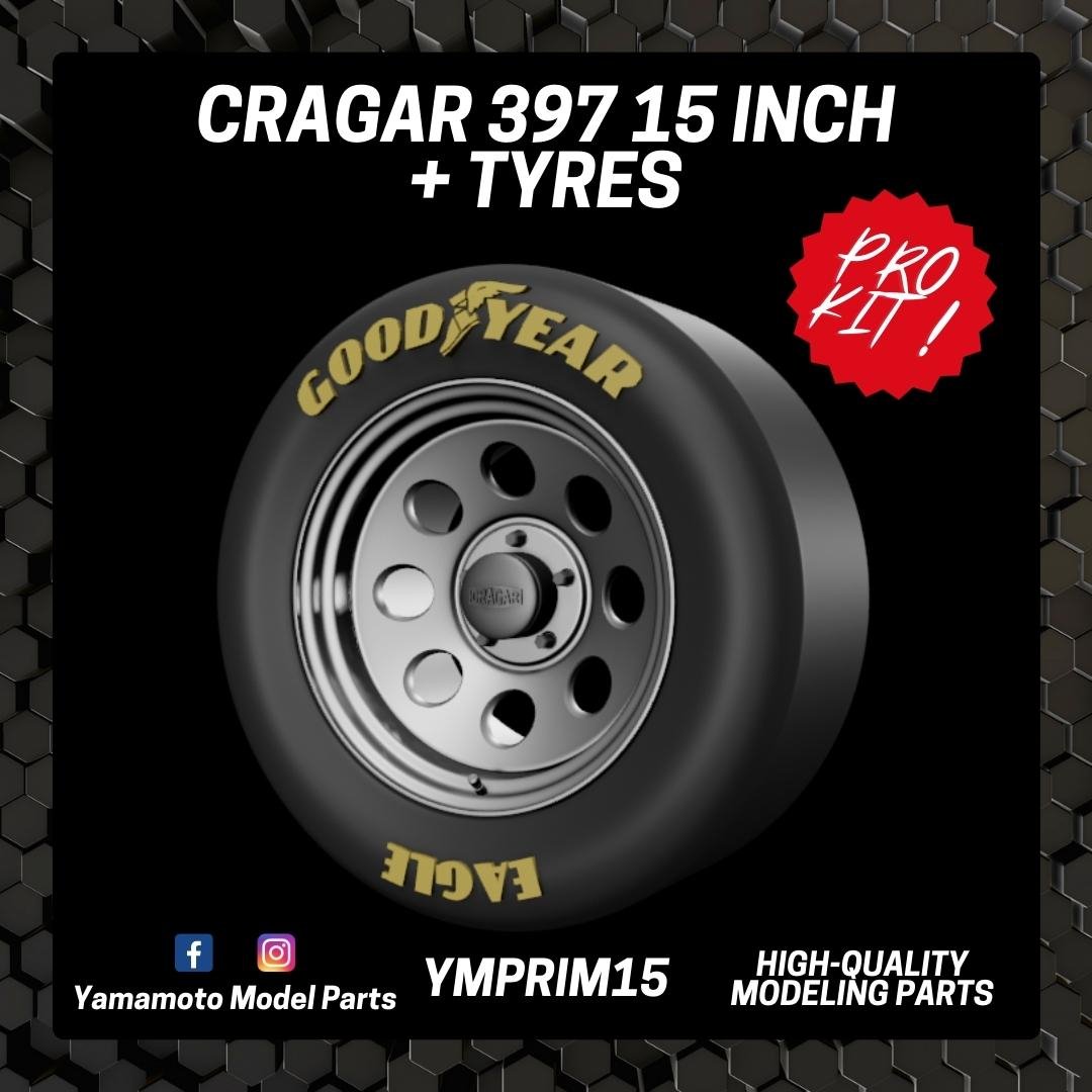 Yamamoto YMPRIM15 Cragar 397 15" + Pneus Prokit! 1/24
