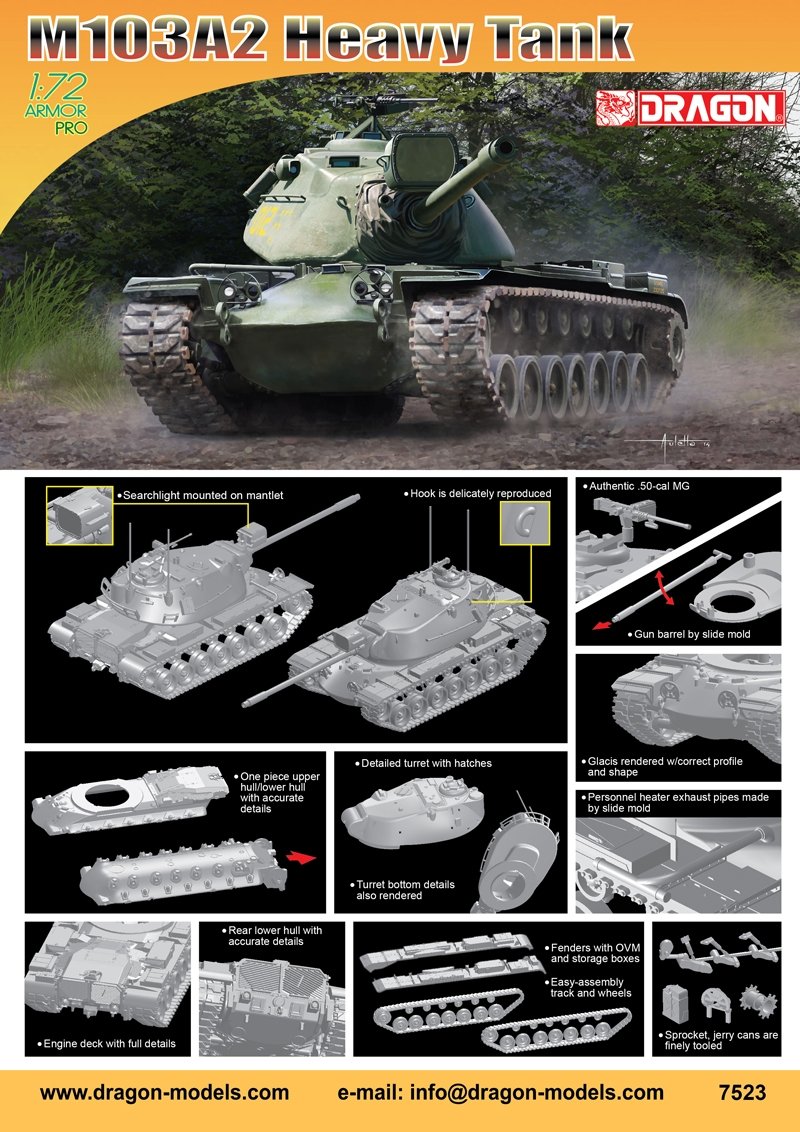 Dragon 7523 M103A2 Heavy Tank 1/72 – zdjęcie 2