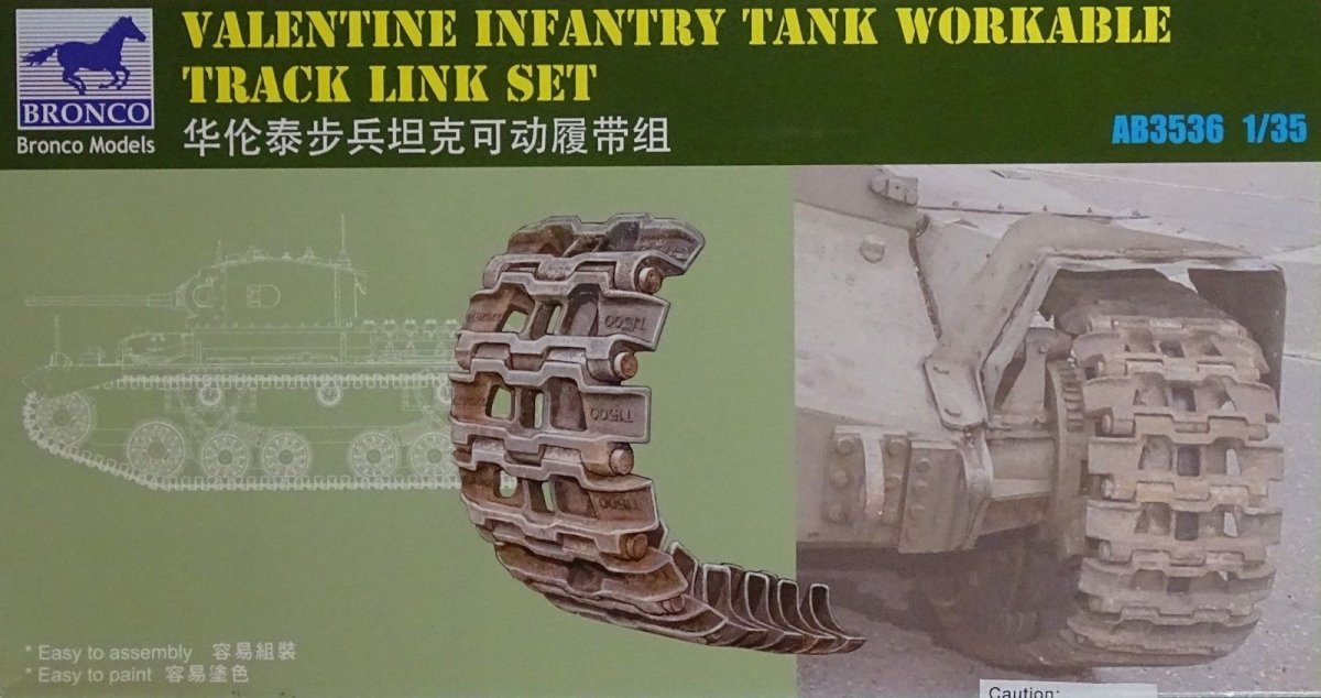 Kit de chenilles fonctionnelles Bronco AB3536 pour char d'infanterie britannique Valentine, échelle 1/35 
