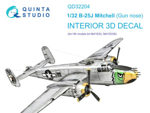 Quinta Studio QD32204 B-25J Mitchell Gun Nose, intérieur imprimé en 3D et coloré sur papier décalcomanie (HK models) 1/32