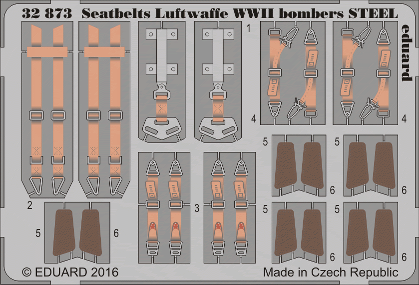 Ceintures de sécurité Eduard 32873 pour bombardiers de la Luftwaffe (Seconde Guerre mondiale), acier, échelle 1/32
