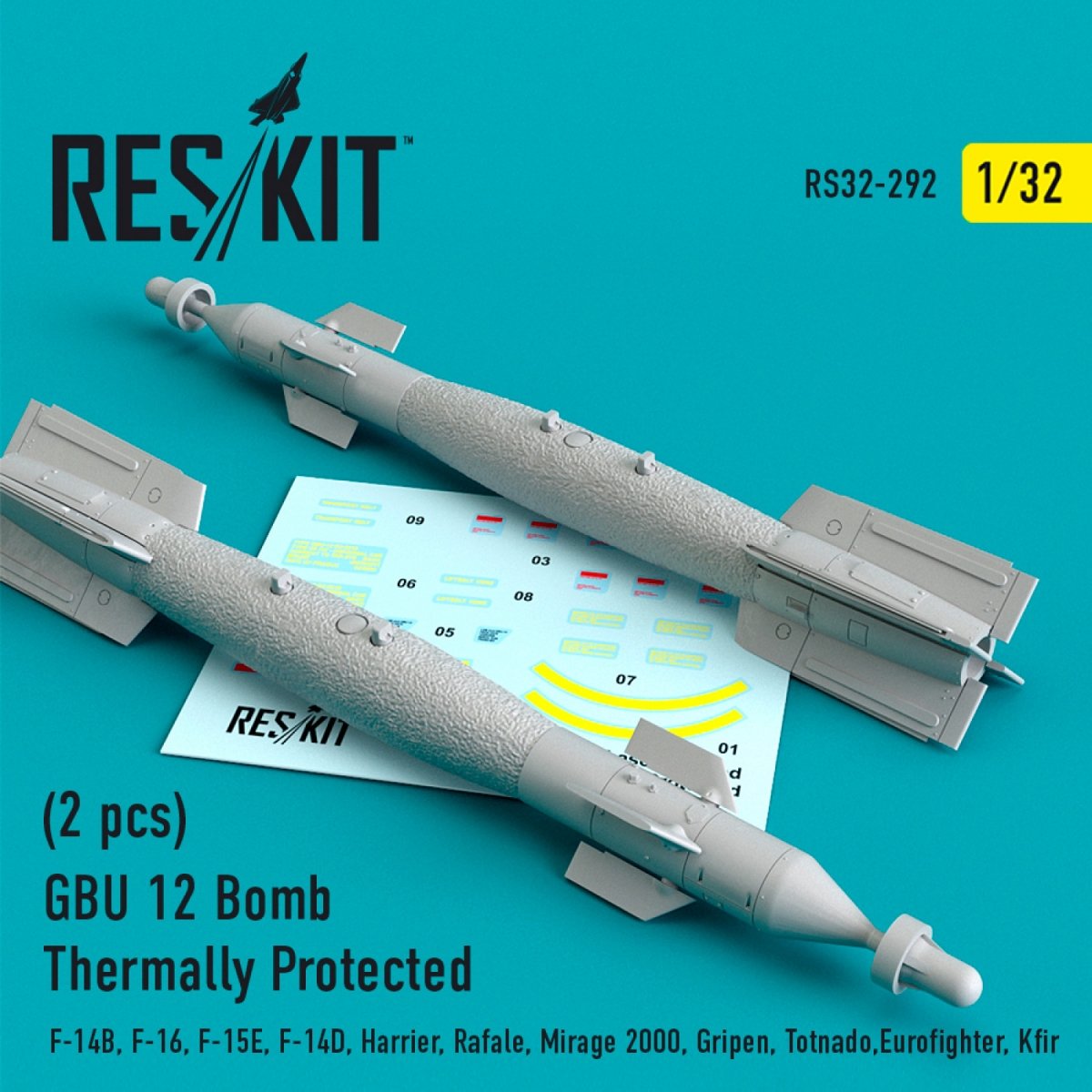 RESKIT RS32-0292 GBU-12 BOMBES À PROTECTION THERMIQUE 1/32