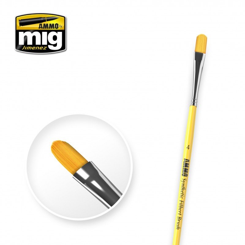 MUNITIONS de Mig Jimenez 8595 4 BROSSE FILBERT SYNTHÉTIQUE