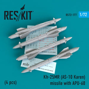 RESKIT RS72-0177 KH-25MR (AS-10 KAREN) MISSILES AVEC APU-68 (4 PIÈCES) 1/72
