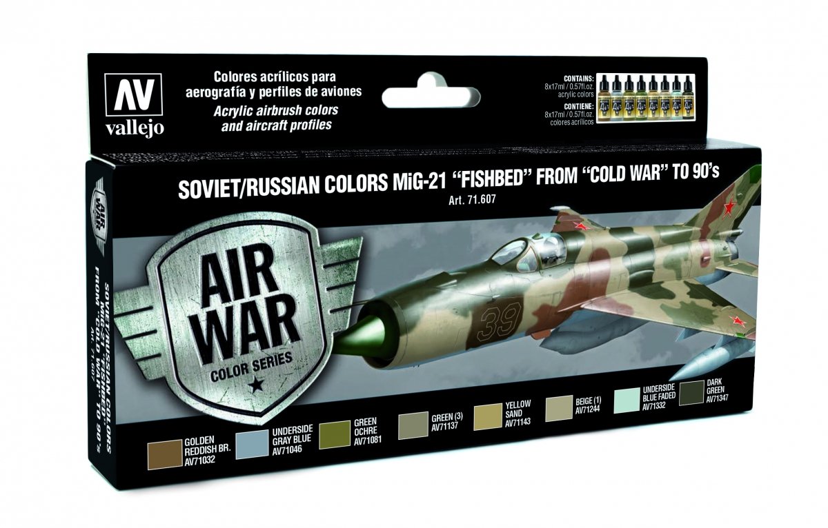 Vallejo 71607 Peintures soviétiques/russes pour MiG-21 Fishbed, de 50 à 90, 8 x 17 ml