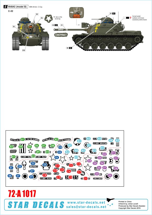 Star Decals 72-A1017 M67 Zippo. 1er bataillon de chars, char lance-flammes M67A2, échelle 1/72 – Bild 2