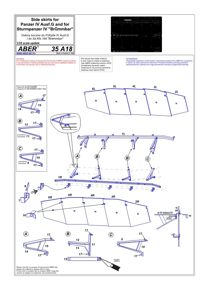 Jupes latérales Aber 35A018 pour PzKpfw IV(G), Brumbar (début) (1/35) – image 4