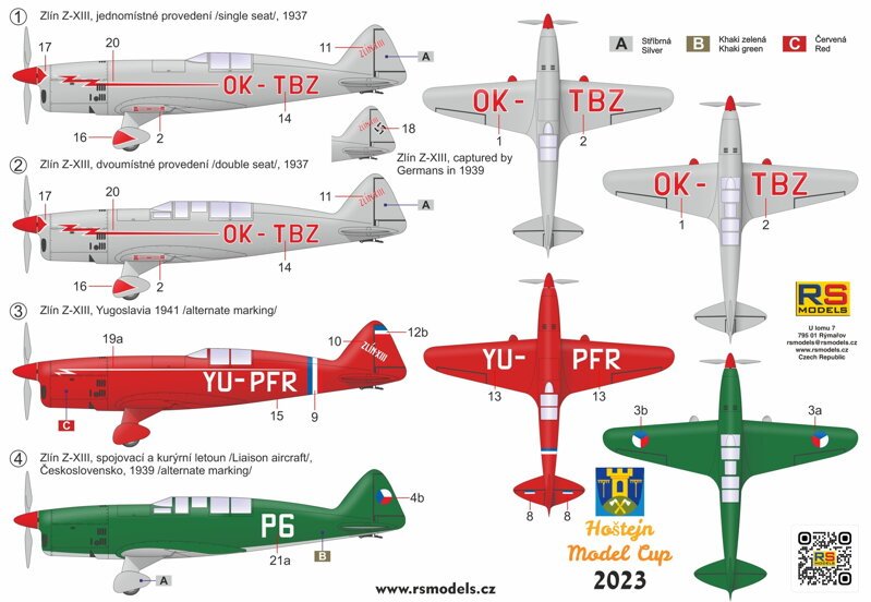 RS Models 94021 Zlin Z-XIII Kit Double (2 kits dans la boîte) 1/72 – image 2