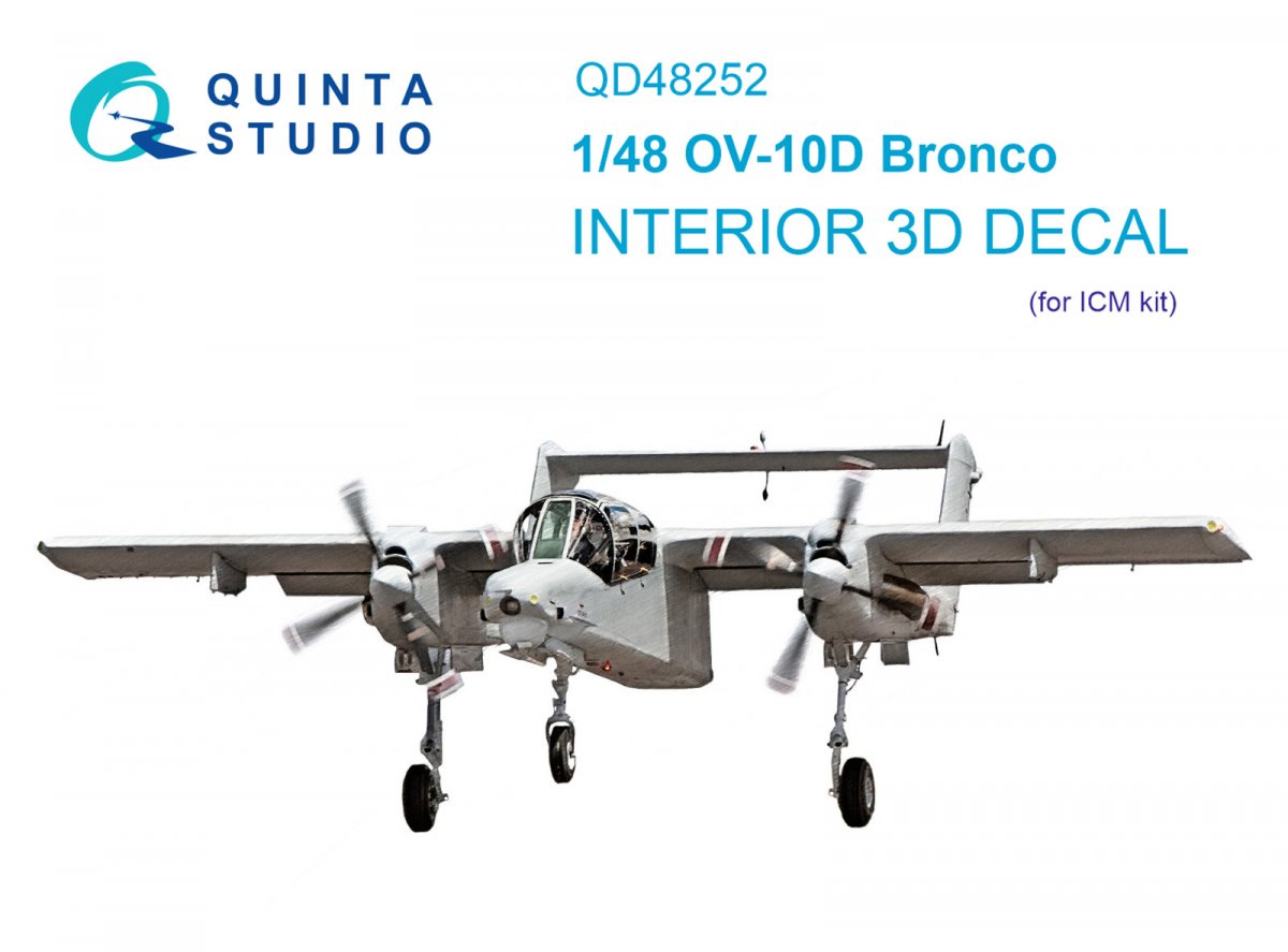 Intérieur imprimé en 3D et coloré sur papier décalcomanie Quinta Studio QD48252 OV-10D Bronco (ICM) 1/48