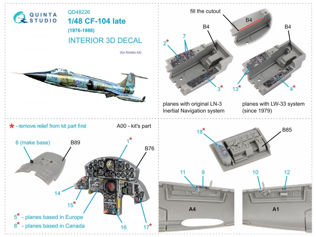 Intérieur imprimé en 3D et coloré sur papier décalcomanie Quinta Studio QD48226 CF-104 Late (Kinetic) 1/48 – Bild 2
