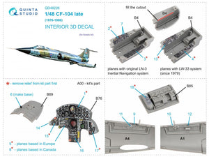 Intérieur imprimé en 3D et coloré sur papier décalcomanie Quinta Studio QD48226 CF-104 Late (Kinetic) 1/48 – Bild 2