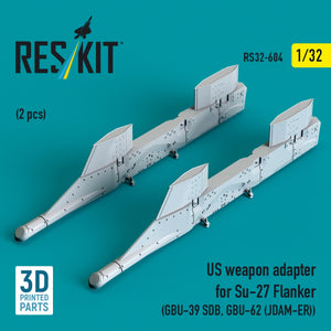 RESKIT RS32-0604 US weapon adapter for Su-27 Flanker (2 pcs) (GBU-39 SDB, GBU-62 (JDAM-ER)) (3D Printed) 1/32