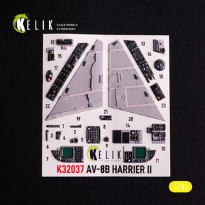 Kelik K32037 AV-8 Harrier - interior 3D decals for Trumpeter kit 1/32
