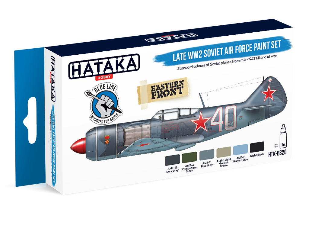 Hataka HTK-BS20 BLUE LINE – Coffret de peinture 6 x 17 ml pour l&amp;#39;armée de l&amp;#39;air soviétique (fin de la Seconde Guerre mondiale)