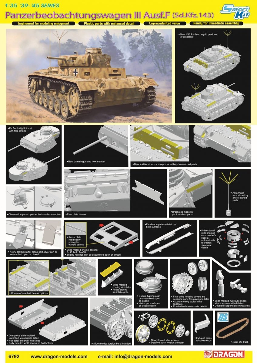 Dragon 6792 Panzerbeobachtungswagen III Ausf.F (Sd.Kfz.143) 1/35 – immagine 2