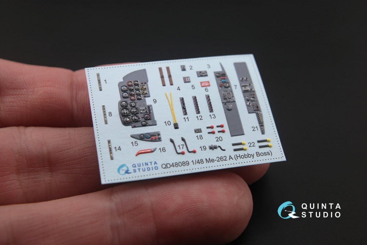 Intérieur imprimé en 3D et coloré sur papier décalcomanie Quinta Studio QD48089 Me-262A (pour kit HobbyBoss) 1/48  – image 2
