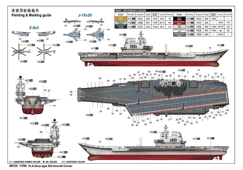 Trumpeter 06725 PLA Navy type 002 Porte-avions 1/700 – immagine 12