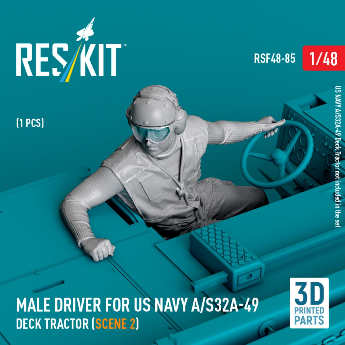 RESKIT RSF48-0085 Conducteur masculin pour tracteur de pont A/S32A-49 de l&amp;#39;US Navy (scène 2) (1 pièce) (Impression 3D) 1/48