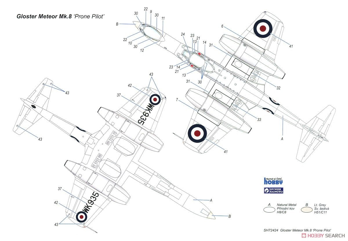 Maquette Special Hobby 72424 Gloster Meteor F.8 Pilote couché 1/72 – image 3
