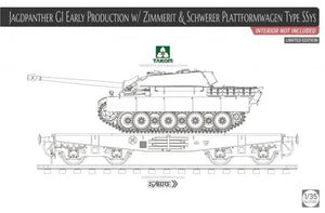 Takom 2125X Jagdpanther G1 Première production avec Zimmerit et Schwerer Plattformwagen Type SSys 1/35