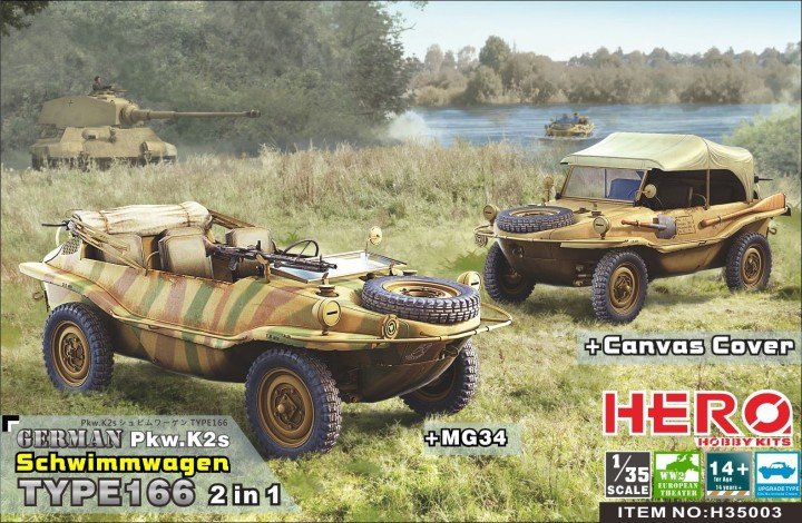 Hero Hobby H35003 allemand Pkw.K2s Schwimmwagen Type 166 (2 en 1) (1/35)