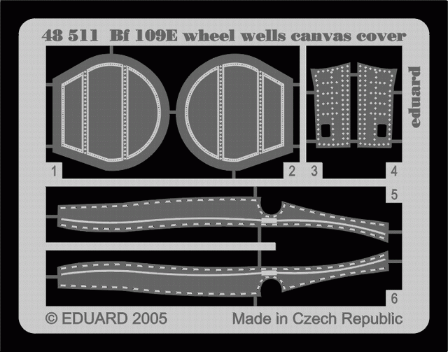 Eduard 48511 Bf 109E housse en toile pour puits de train d'atterrissage 1/48 (TAMIYA)