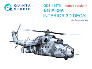 Intérieur imprimé en 3D et coloré sur papier décalcomanie Quinta Studio QDS-48570 Mi-24A (Trumpeter) (petite version) 1/48