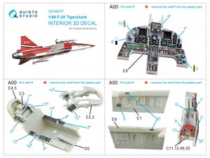 Intérieur imprimé en 3D et coloré sur papier décalcomanie Quinta Studio QD48257 F-20 Tigershark (Freedom Model) 1/48 – image 2