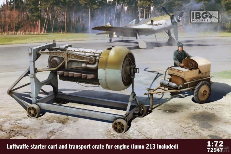 IBG 72547 Wagon de démarrage Luftwaffe et caisse de transport pour moteur (Jumo 213 inclus) 1/72