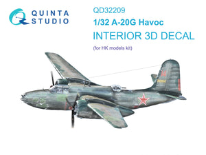 Intérieur coloré imprimé en 3D sur papier décalcomanie Quinta Studio QD32209 A-20G Havoc (HK Models) 1/32
