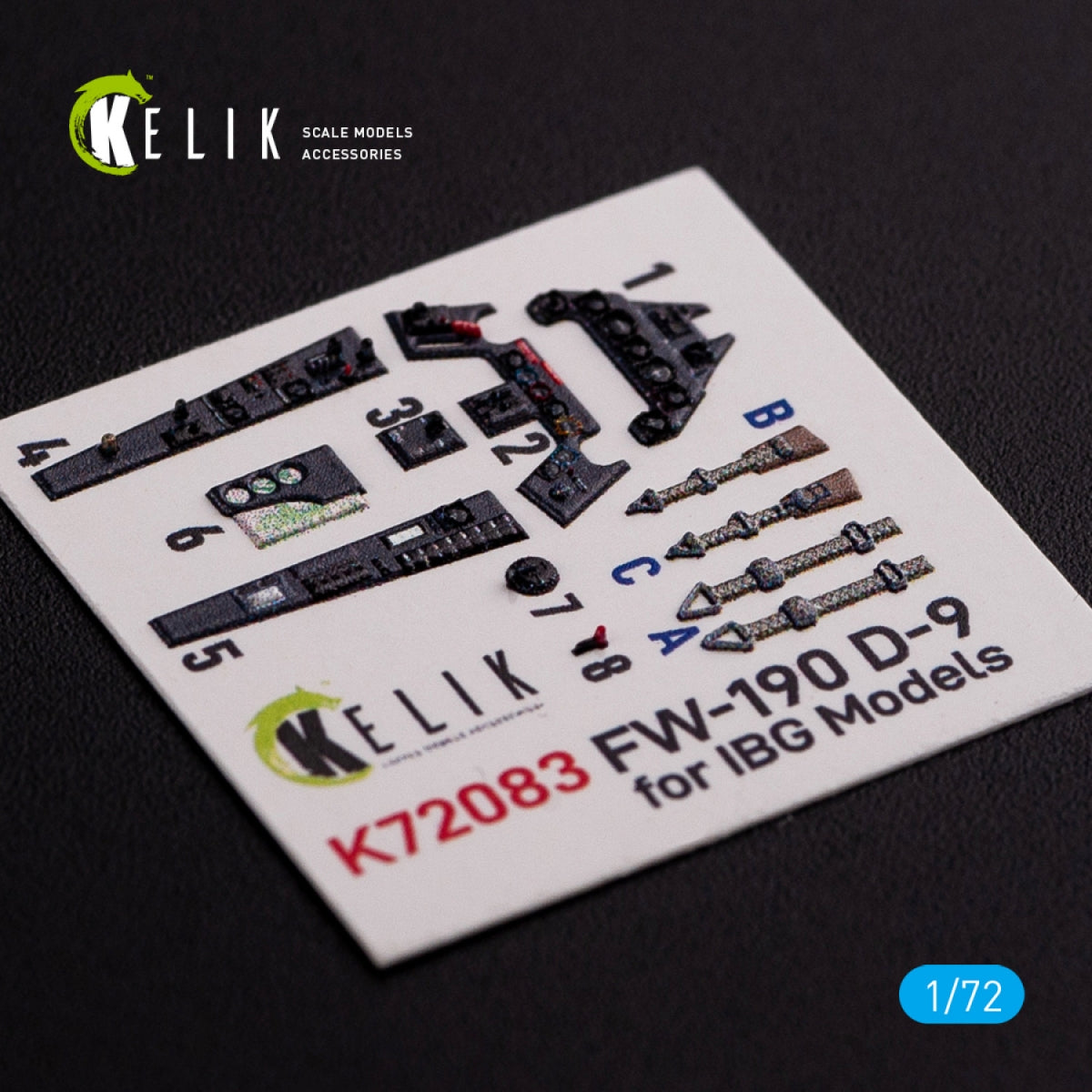 Décalcomanies 3D intérieures KELIK K72083 pour maquette IBG Models au 1/72 du Fw 190 D-9