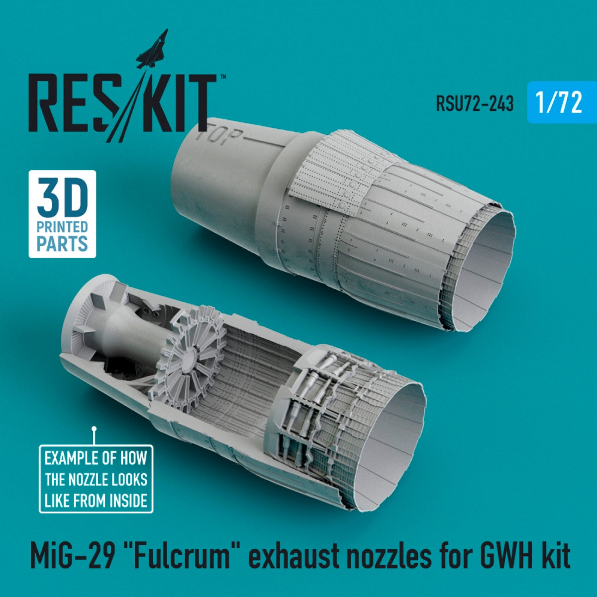 RESKIT RSU72-0243 Buses d'échappement « FULCRUM » pour maquette GWH (impression 3D + résine) 1/72