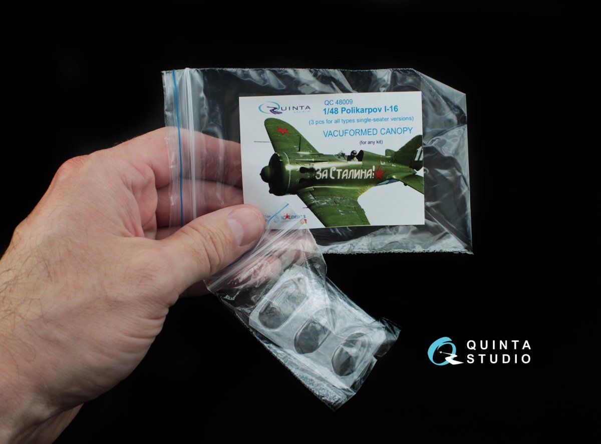 Quinta Studio QC48009 I-16 vacuformed clear canopy, 3 pcs (for all kits) 1/48 – zdjęcie 6