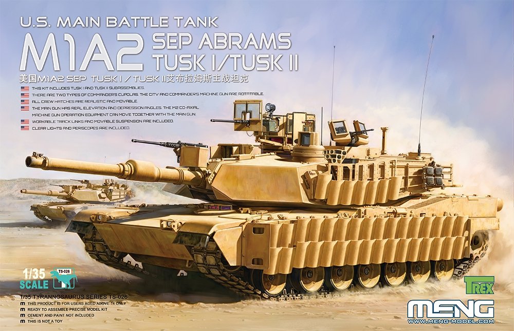Maquette Meng TS-026 Char de combat principal américain M1A2 Abrams Tusk I/Tusk II Septembre 1/35