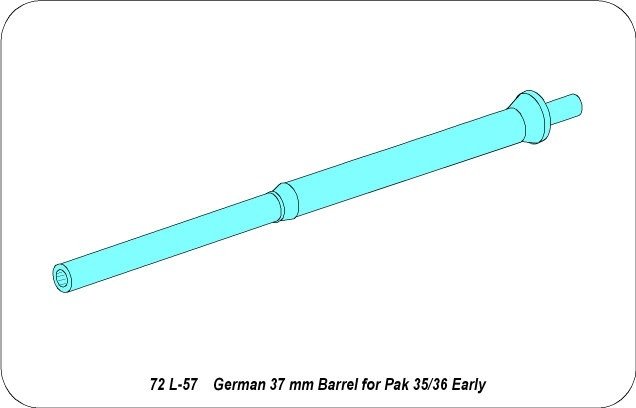 Aber 72L-57 Lufa 37mm do niemieckiej armaty p/p Pak 35/36 – wczesna / German 37mm Barrel for Pak 35/36 Early 1/72 – zdjęcie 3
