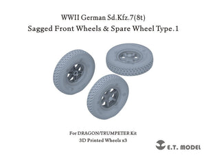 ET Model P35-132 Sd.Kfz.7(8t) allemand de la Seconde Guerre mondiale, roues avant affaissées et roue de secours type 1 pour maquette Dragon/Trumpeter au 1/35
