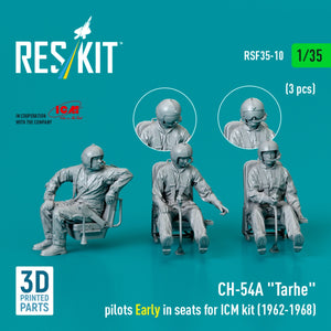 RESKIT RSF35-0010 CH-54A « Tarhe » Pilotes en position initiale dans leurs sièges pour kit ICM (1962-1968) (3 pièces) (Impression 3D) 1/35