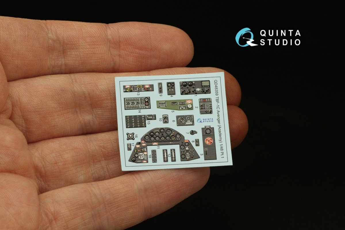 Intérieur imprimé en 3D et coloré sur papier décalcomanie Quinta Studio QD48359 TBF-1 Avenger (Academy) 1/48 – image 3