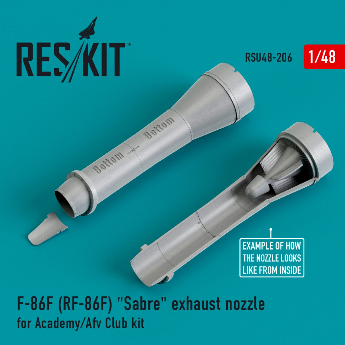 RESKIT RSU48-0206 F-86F (RF-86F) « SABER » TUYAUX D'ÉCHAPPEMENT POUR MAQUETTE ACADEMY/AFV CLUB AU 1/48